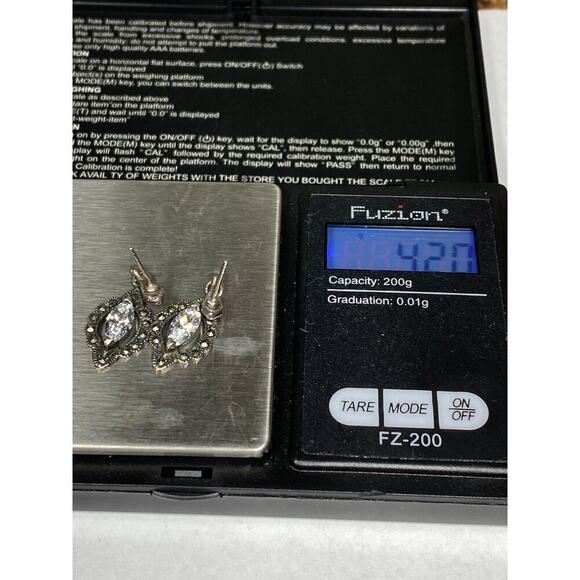 925 Marsala Earrings Sterling Silver Drops Dangles Vintage 4.20g - Picture 10 of 11